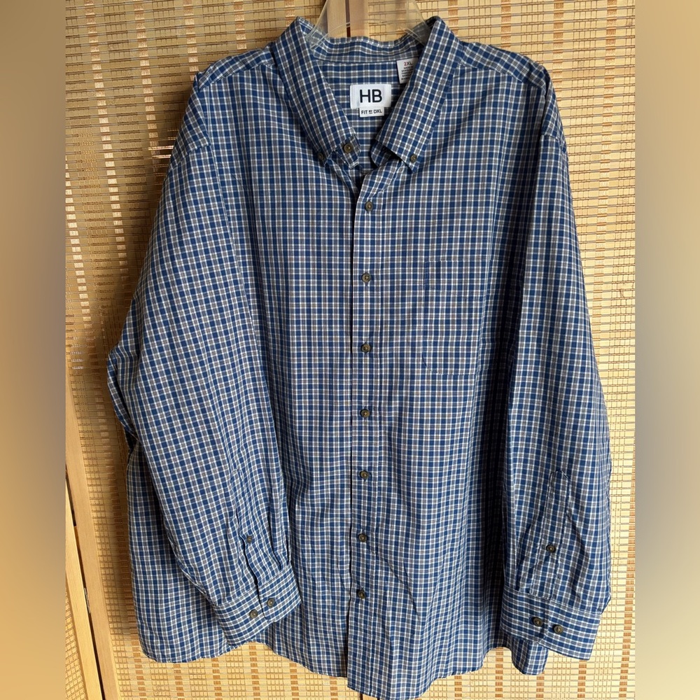 Blue Checkered Men's Shirt 2XL